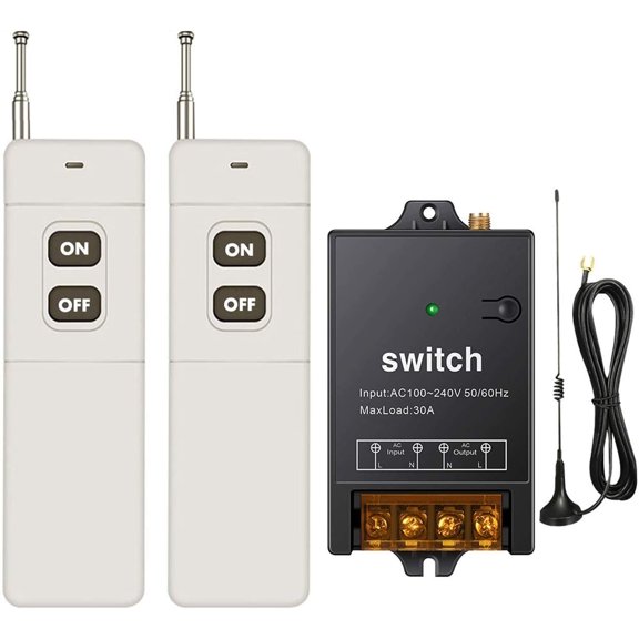 Remote Control Switch,1500M Long Distance,AC 110V/120V/240V /40A Relay Wireless RF Switch for High Power Water Pump Motor Lighting Electrical Equipment.(4900FT 110V)
