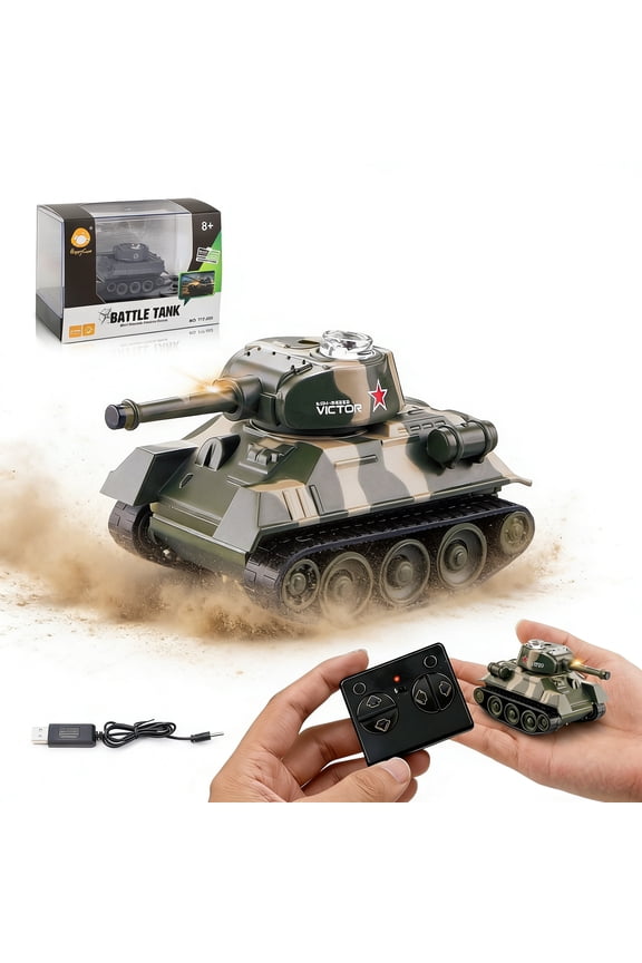Remote Control Tank - RC Battle Tank Rechargeable Toy with Realistic Sounds