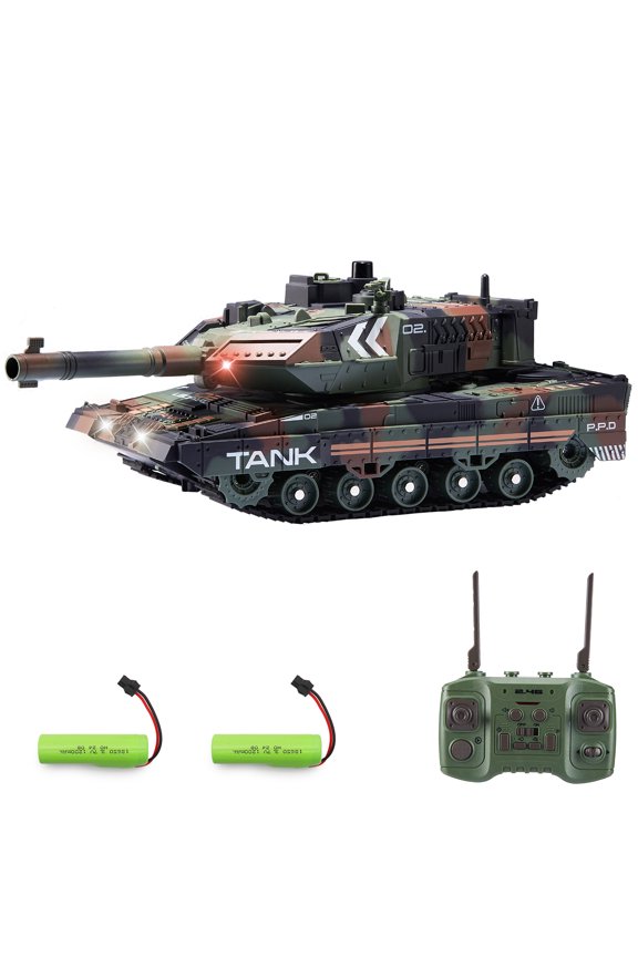 Remote Control Tank, RC Tanks Toys with Smoke and Rotatable Turret for Kids and Adults, Cool LED Military Army Cars Vehicles Toy