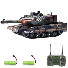Yzeskyin Remote Control Tank, RC Tanks Toys with Smoke and Rotatable Turret for Kids Adults, LED Military Army Cars Vehicles Toy