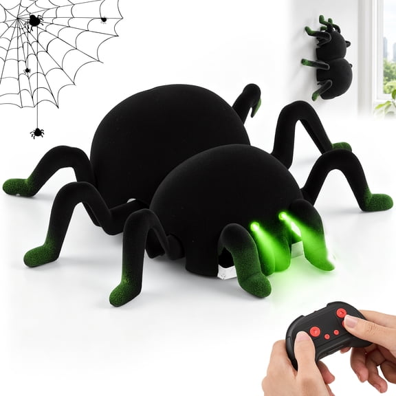 Remote Control Spider Toys, RC Giant Spider Toys Wireless Remote Control ,360 Rotating High Simulation Spider Animal Pets Toys Furry Texture Glowing Eyes Perfect for Christmas Joke Game Playing