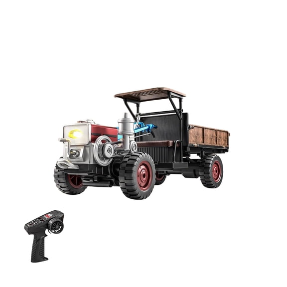 Remote Control Tractor, 2.4G 4WD Full-Proportional RC Tractor with LED Lights, Simulated Engine Sounds & Exhaust Mist Effects for Outdoor Driving, Display Use, for Adults (RTR)