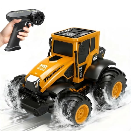 Remote Control Tractor Toys, 1:14 Amphibious Farm Monster Trucks Toy for Boys 3, 4, 5, 6, 7 Year Old, 2.4 GHz 4WD RC Tractor Toys, Ideal Christmas, Birthday Gifts for Kids