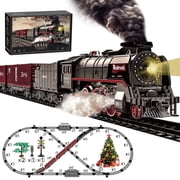 Losbenco Train Set for Kids, Electric Train Track Toy with Smoke, Light and Sound, Steam Locomotive Engine Train Toy for 3 4 5 6 7+ Years Old Boys Gifts