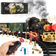 Lictin Remote Control Train Set for Kids, Rechargeable Electric Train Set with Smoke, Lights & Sounds, RC Train Track Toys Gifts for Boys Girls 3 4 5 6+ Years Old