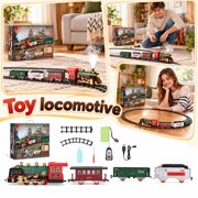 Remote Control Train Set With Steam, Light & Sound, RC Powered Railway Toy Set