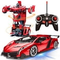 thumbnail image 1 of Remote Control Transform Car Robot Toy 2.4Ghz 1:18 Rechargeable 360°Rotating Stunt Race Car Toys for Kids Boys Girls Age 8 9 10 11 Year Old Toy Gifts(Red), 1 of 6