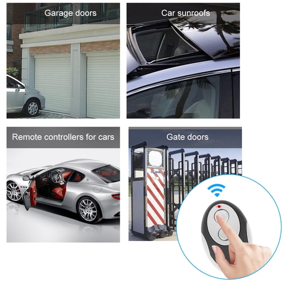 Remote Control Transmitter Remote 433MHz Universal Automatic Cloning Remote Control Copy Duplicator Copying Transmitter 2 Buttons Touch Switch for Garage Gate Door Remote Control Key Fob