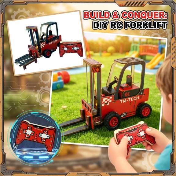 Remote Control Transport Truck, Simulation Forklift Model, Diy Assembly For Kids, Hobbyists And Beginner Builders, 1 Pack Motorized Construction Vehicle Kit, Easy Build With