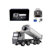 Remote Control Truck 114 Scale 12-CH RC Dump Truck with Alloy Bed & LED Lights, 2.4GHz Remote Control Construction Truck for Adults, Hobby Grade RC Car, Gray
