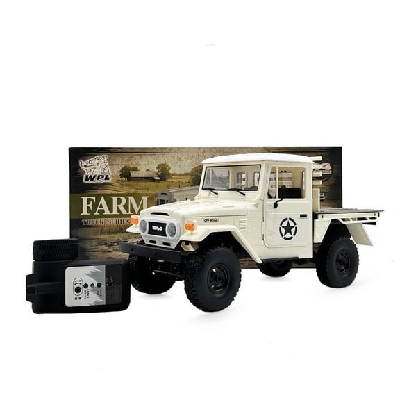 Remote Control Truck, 1/16 4WD RC Rock Crawler Desert Truck, 2.4GHz Full Proportional Remote Control Car with Rear Cargo Bed, Off-White