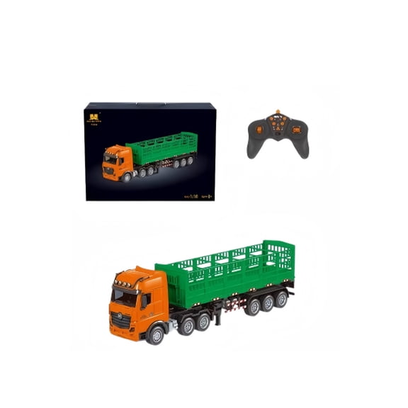 Remote Control Truck, 1:18 2.4GHz 9-Channel RC Timber Transport Truck with Detachable Carriage, Lights and Sound, Remote Control Construction Vehicle for Hobbyists