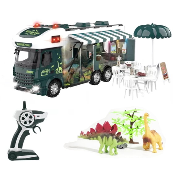Remote Control  Truck Play Vehicles Dinosaur RV MotorHome Diner Pretend PlaySet w/ Sound & Lights