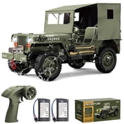 C8815 Remote Control Truck Off Road - 4x4 1/10 Scale Willys Army Rock Crawler RC Truck with Winch&Car Cover, All Terrain Offroad RC Car