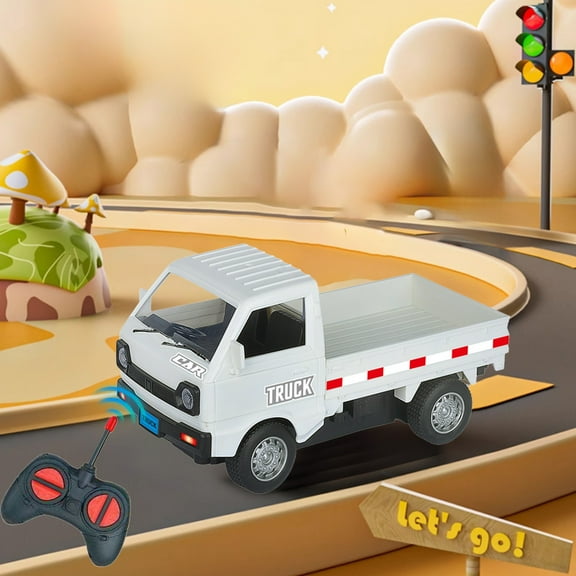 Remote Control Truck | Small RC Drift Car | Simulated Truck Design | High-Brightness Headlights & Taillights | Multi-Directional Function | 7.08x3.74x3.34in | White Silver | 1 Set