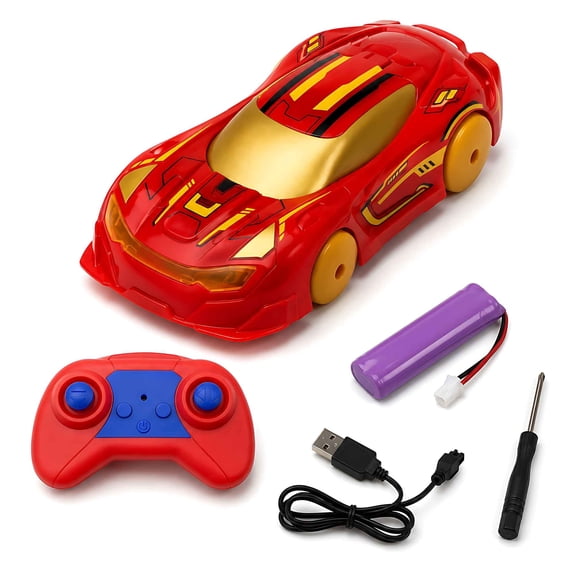 Remote Control Wall Climbing Car, RC Stunt Racer with 360 Degree Rotation, LED Lights, USB Rechargeable Indoor Toys for Boys Girls Gift