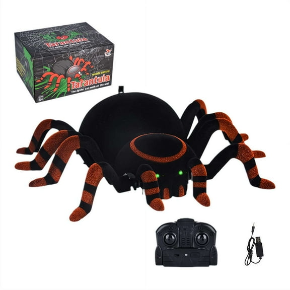 Remote Control Wall Climbing Spider Toy, Scary Halloween Decoration, Flashing Lights, Realistic Sounds, Holiday Gift