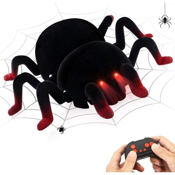 Remote Control Wall Climbing Spider Toy with LED Eyes, Dual Mode 360 Rotating RC Animal for Boys Girls Ages 3+