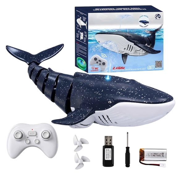 Remote Control Whale Toy 24GHz RC Swimming Shark with Rechargeable Battery Flexible Tail for Pool Bath Tub Aquarium Adultss Gift