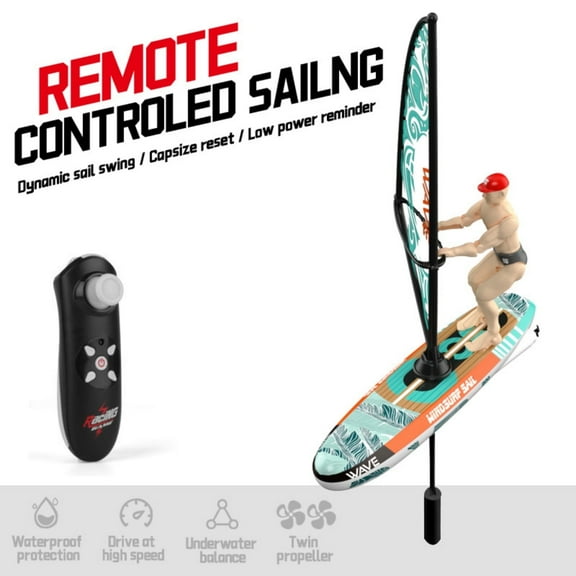 TXT-MATRIX Remote Control Windsurfing Racing Boat Toy - High-Speed RC Surfboard with Balance Control & LED Lights