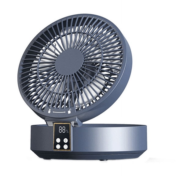 Remote Control Wireless Circulating Air Cooling Fan with LED Light Folding Electric Wall-Mounted Desktop Blue