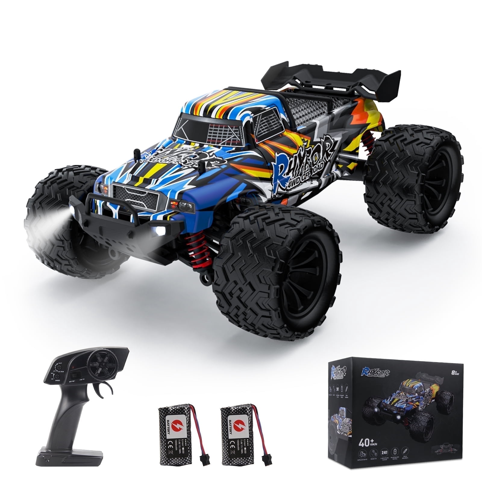 1:16 Remote Controlled RC Car Offroad 40 km/h Monster Truck Buggy 4WD Truck Car with 40+ Minutes Playtime Toy