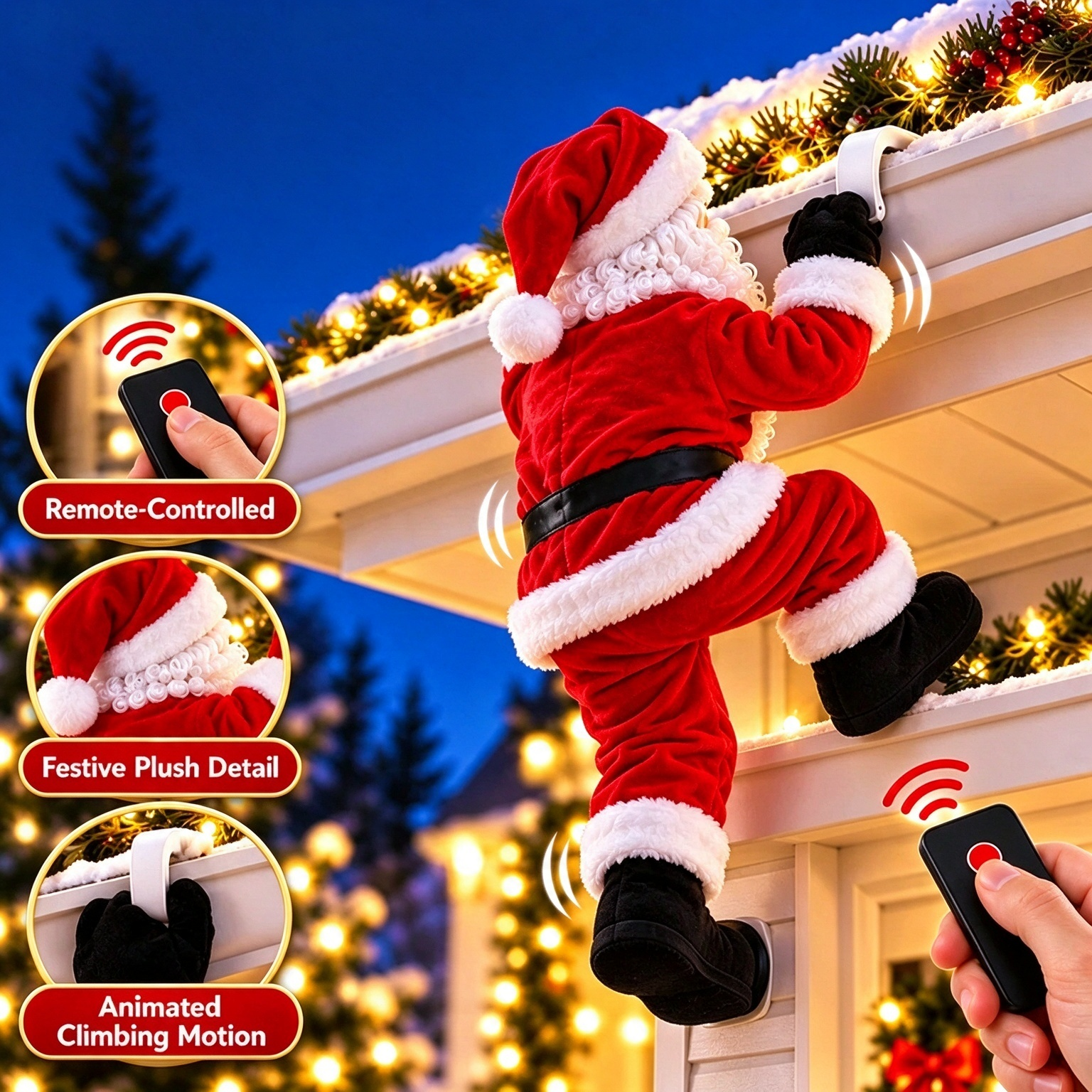 Remote-Controlled Climbing Santa, Animated Santa Figure, Waterproof ...