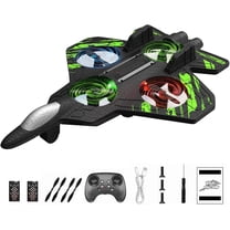 Remote-Controlled Fighter Jet 2.4ghz Foam Remote Control Airplane 360° Tricks Stunt Flights Rc Plane with Fancy LED Stable Hovering And Circle Fly for Indoor Outdoor Christmas  (Green)