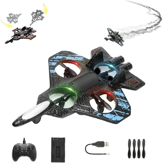 Remote-Controlled Fighter Jet, Remote-Controlled Aircraft for Adults, 360° Flips and Rolls, with Light, Durable, Easy to Operate RC Plane for Beginners, Fun Outdoor Airplane Gift (Blue)