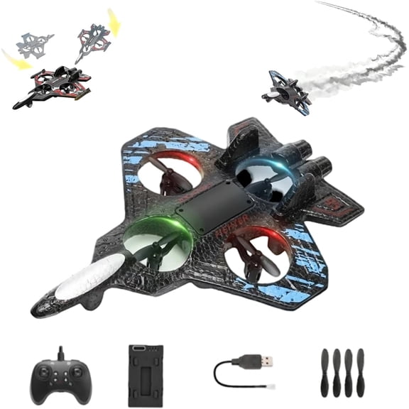 Remote-Controlled Fighter Jet, Remote-Controlled Aircraft for Adults, 360° Flips and Rolls, with Light, Durable, Easy to Operate RC Plane for Beginners, Fun Outdoor Airplane Gift (Blue)