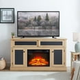 thumbnail image 1 of Remote Controlled Fireplace 58.27"W TV Stand Spacious Storage Embedded Cord Management Rustic Design Fits 60-69" Screen, 1 of 12