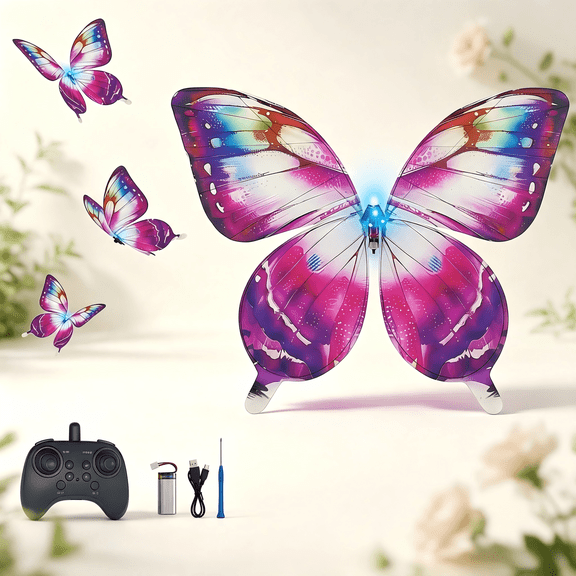 Remote Controlled Flying Butterfly Drone, Controllable Biomimetic Flying Device With Led Light Flashlight, Simulated Aircraft Shape, Suitable For Indoor And Outdoor Lighting, Brand New Gift