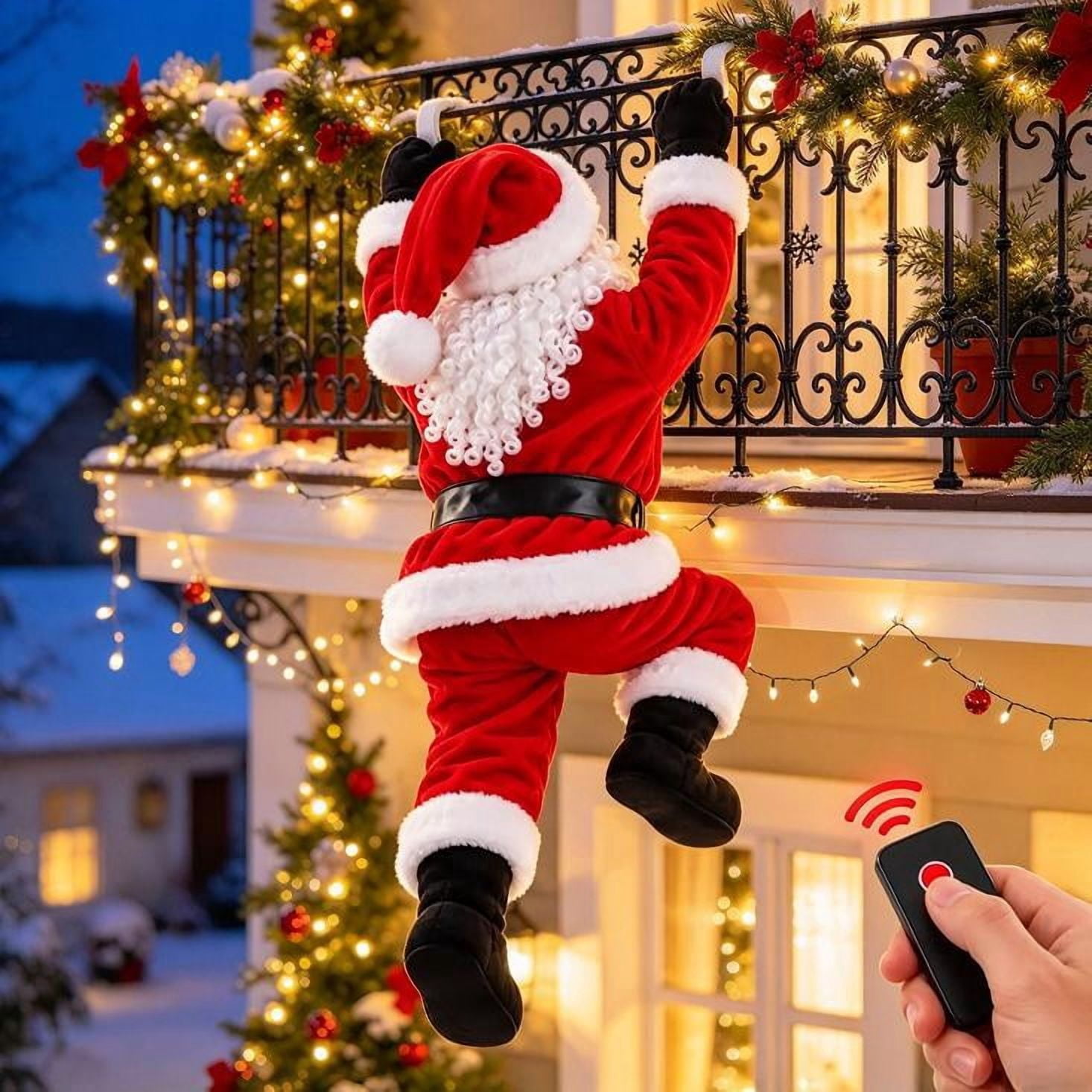 Santa Animatted Remote-Controlled Hanging Santa Claus,Animated Climbing Santa with ...