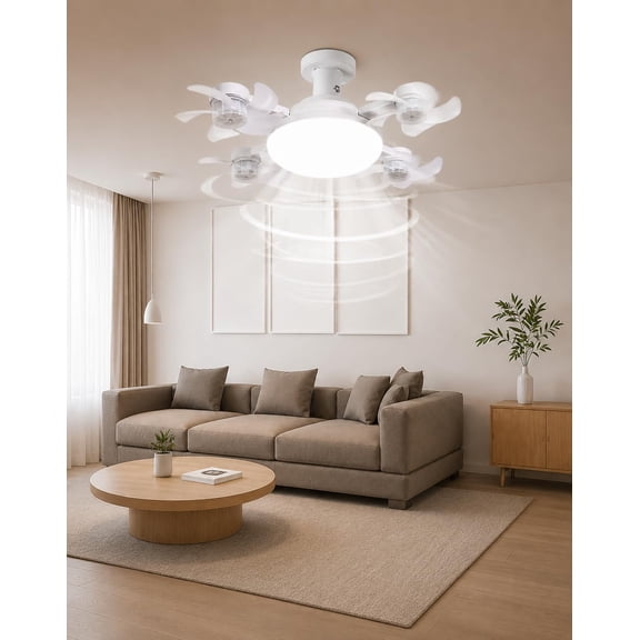 Remote-Controlled LED Ceiling Fan Light with Foldable Blades, 50W, for Living Room, Bedroom or Dining Area, Indoor
