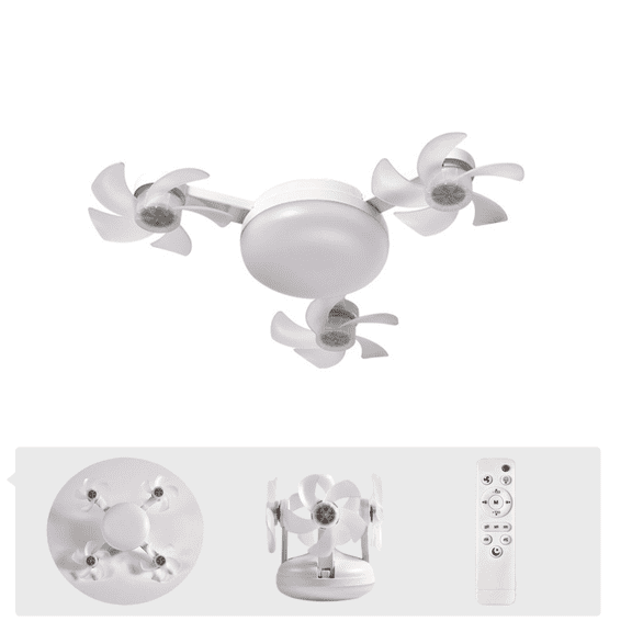Remote-Controlled LED Light Ceiling Fan with Foldable Blades, 3 Color Temperatures & 3 Wind Speeds E27 Screw-in Installation for Bedroom, Kitchen, Garage