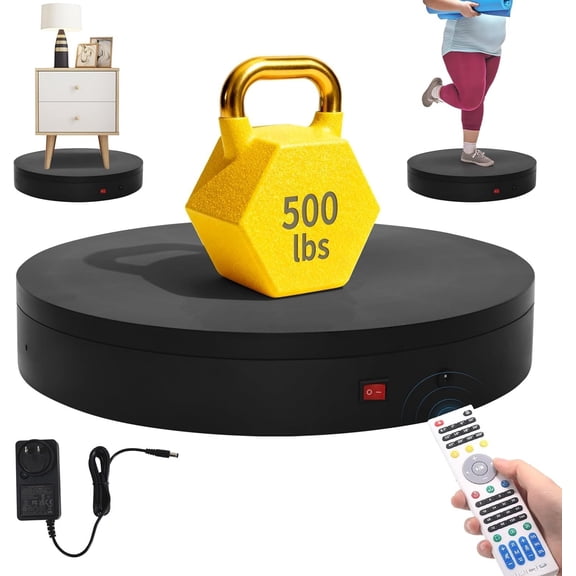 Remote-Controlled Motorized Turntable,Heavy Duty Motorized Rotating Display Stand,Speed-Adjustable Rotating Platform,Multi-Mode Photography Turntable for  Scan,(15.8in/Black)