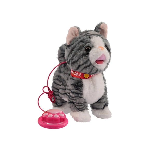 Remote-Controlled Striped Gray interactive Plush Cat toy, Animated Electronic Pet with Voice Mimicry, Singing & touch-Activated Sounds, Engaging Plaything for toddlers, Kids’