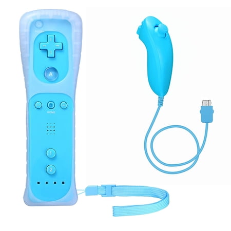 Remote Controller Motion Plus + Nunchuck for Nintendo Wii /Wii U Console Video Games, Blue