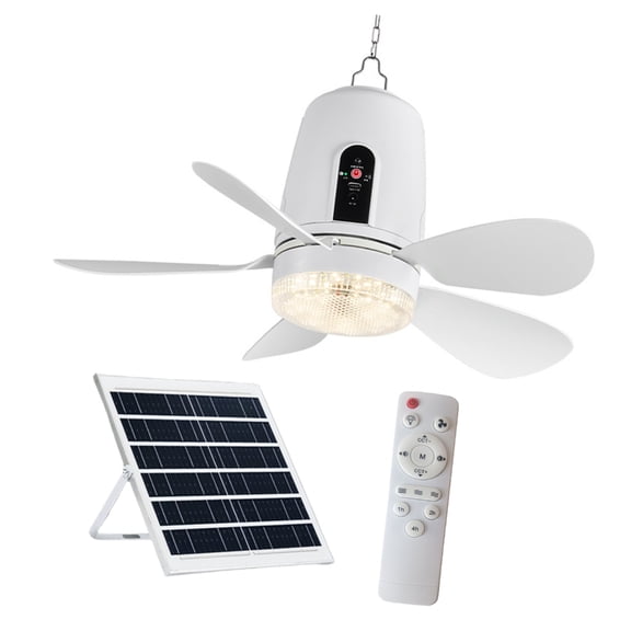 Remote Controls Solars Rechargeable Outdoor Fan Light 16.5Inch Portable Hanging Fan For Camping Gazebo Patio