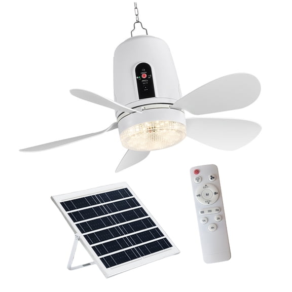Remote Controls Solars Rechargeable Outdoor Fan Light 16.5Inch Portable Hanging Fan For Camping Gazebo Patio