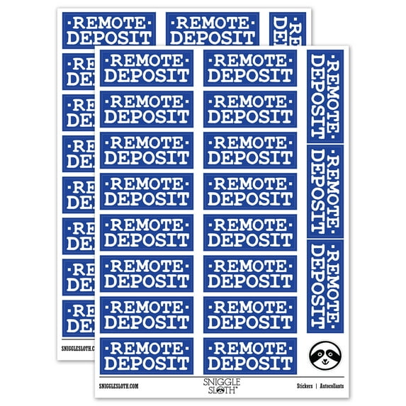 Remote Deposit Bank Check Sticker Set - Dark Blue - Gloss Finish - 2.00" Large