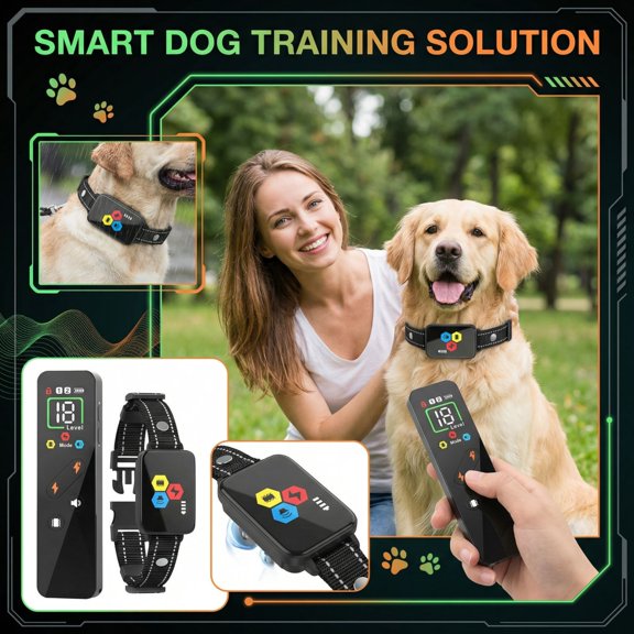 Remote Dog Training Collar with Waterproof Shock, 800m Long Range Rechargeable Electric Pet Trainer for Bark Control, 1 Transmitter + 1 Receiver + 1 Collar + 1 Charger