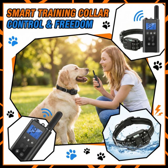 Remote Dog Training Collar with Waterproof Shock, 800m Long Range Rechargeable Electric Pet Trainer for Bark Control, 1 Transmitter + 1 Receiver + 1 Collar + 1 Charger