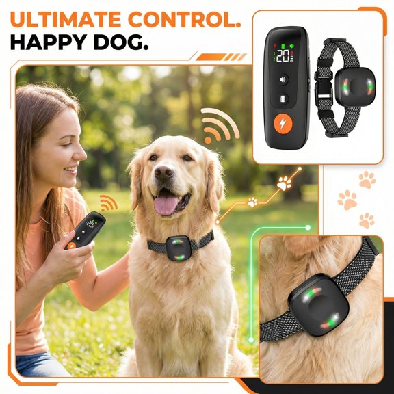 Remote Dog Training Collar with Waterproof Shock, 800m Long Range Rechargeable Electric Pet Trainer for Bark Control, 1 Transmitter + 1 Receiver + 1 Collar + 1 Charger