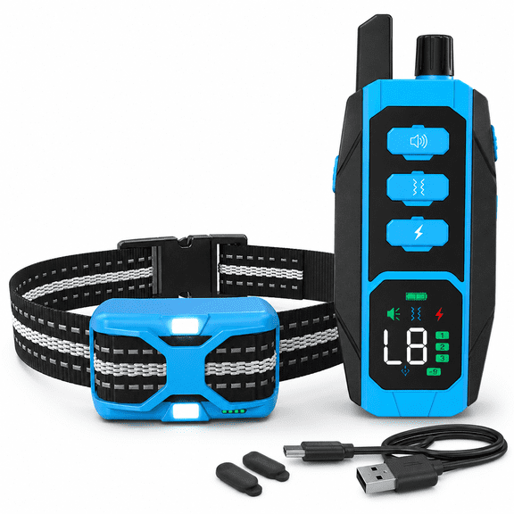Remote Dog Training Collar with Beep, Vibration & Static Modes, 984 ft Range, IP67 Waterproof Receiver, LED Light, Rechargeable E-Collar