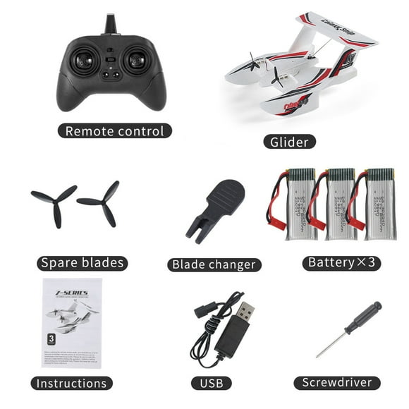 Remote Glider,Remote Boat And Sea Land Air 3ch Plane Water Land And Seaplane Floatplane Land Air Amphibious Aircraft Boat Amphibious Airplane Remote Floatplane Boy White 3 battery