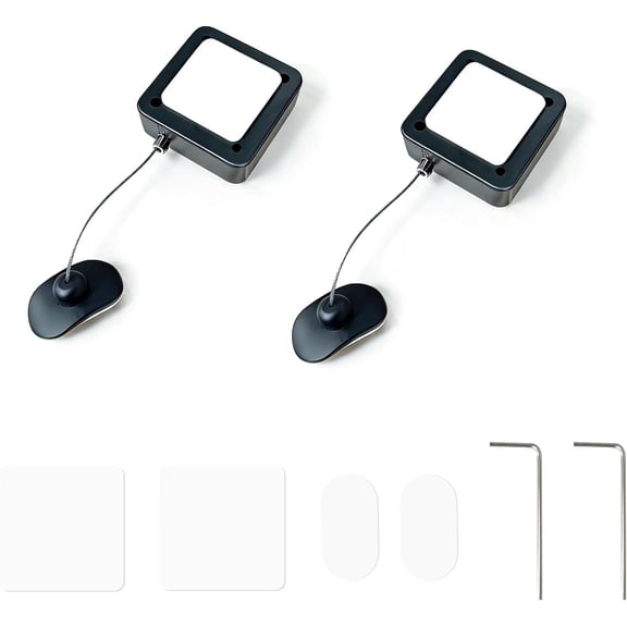 Remote Holder 2 Pack, Controller Holder Wall Mount with Retractable Leash, 6.56FT Magnetic TV Remote Tether for Bedside Couch RV, Never Lose Remote for Fan AC, Remote Control Holder, Spice Rack