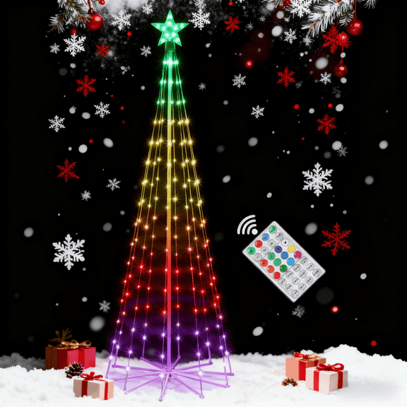 Remote & Lighted Star Topper, Waterproof Patio Yard Decor for Porch, Lawn, Backyard