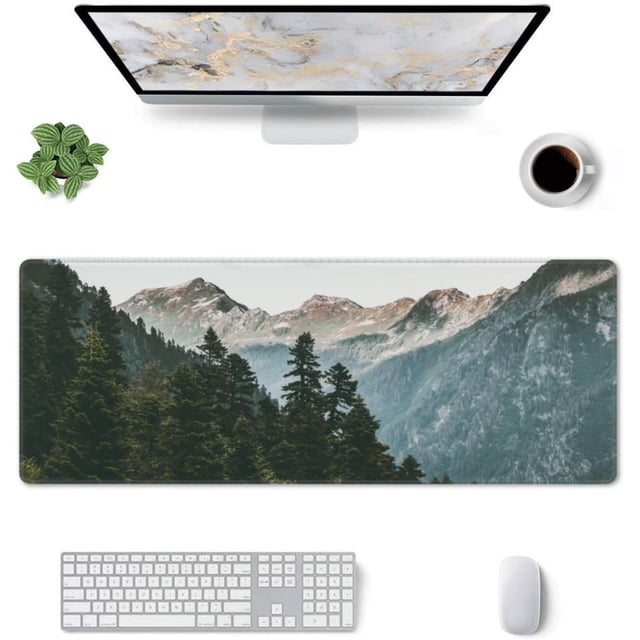 Remote Mountains -Mouse Pad, Big Desk Mat, Extended Gaming Mouse Pad, Mouse Mat with Non-Slip Rubber Base & Stitched, 31.5 X 11.8 in Large Desk Pad for Keyboard, Mouse, Home and Office