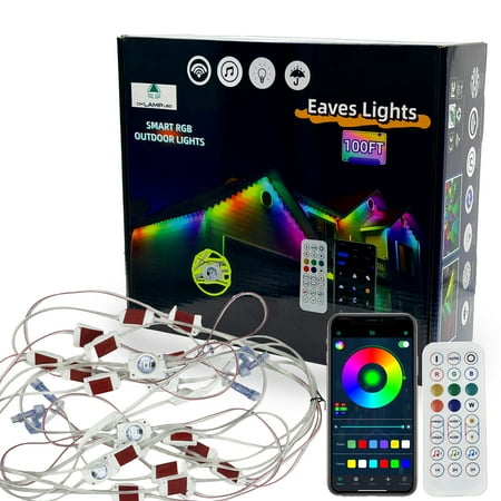 Remote Outdoor LED Smart Lights, RGBIC Permanent Outdoor Lights APP/ Voice Control, for Christmas, Halloween, Party, 100ft